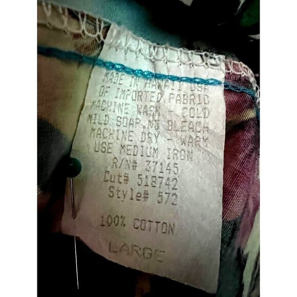 Hilo Hattie Men Vintage Tiki Hawaiian Aloha Button Up Shirt XL Pocket Cotton USA - Picture 8 of 8